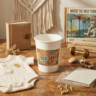 Groovy Nieuwe Baby op Komst Retro Zonneschijn Papieren Bekers