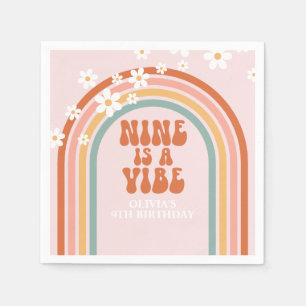 Groovy Nine is a vibe madeliefje regenboog 9e verj Servet