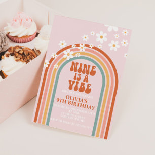 Groovy Nine is een Vibe daisy regenboog 9E verjaar Kaart