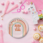 Groovy Nine is een vibe daisy regenboog 9e verjaar Papieren Bordje (Feest)