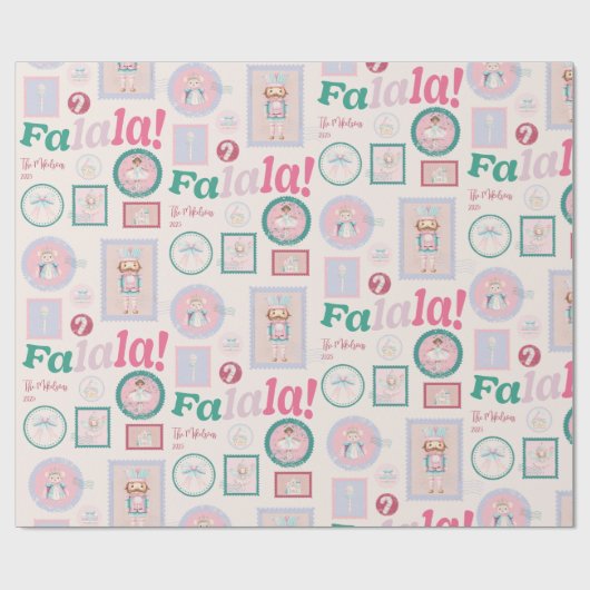 Groovy Nutcracker Retro Pastel Christmas Cadeaupapier (Vlak)