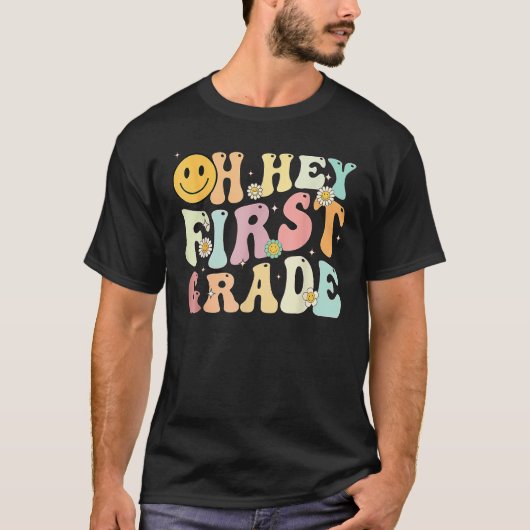 Groovy Oh Hey 1e klas Terug naar school Leren T-shirt (Voorkant)