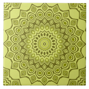 Groovy Olijfgroene Mandala Patroon Tegeltje