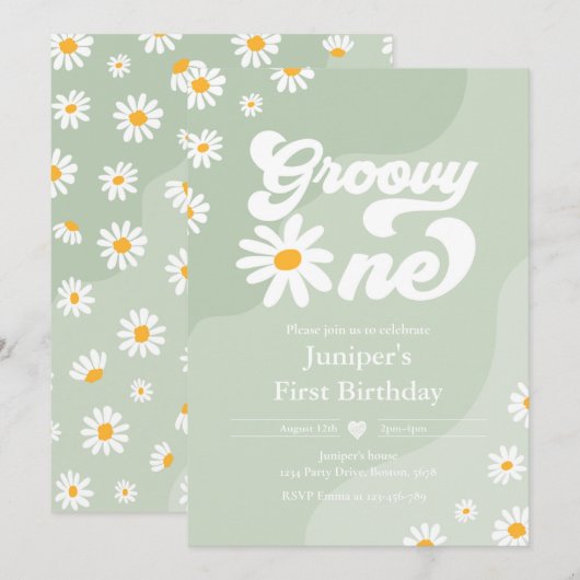 Groovy One 1e verjaardag Boho Floral Daisy Kaart (Voorkant / Achterkant)