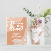 Groovy One 1e verjaardag Boho Floral Daisy Kaart (Staand voorkant)