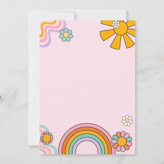 Groovy One 70s Flower Power Rainbow Verjaardagsfee Kaart (Achterkant)