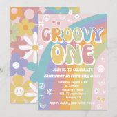 Groovy One Birthday Invitation | Groovy Birthday Kaart (Voorkant / Achterkant)