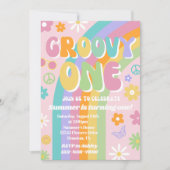 Groovy One Birthday Invitation Kaart (Voorkant)
