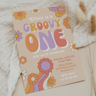 Groovy One Birthday Invitation Uitnodiging 70