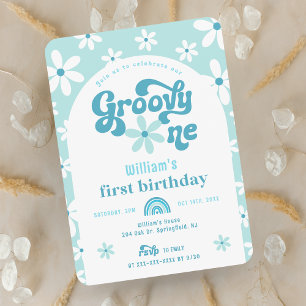 Groovy One Boho Arch 1e verjaardag Uitnodiging
