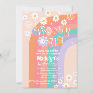 Groovy One Boho Daisy First Birthday Kaart