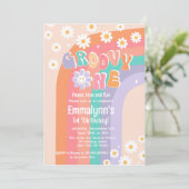Groovy One Boho Daisy First Birthday Kaart (Staand voorkant)