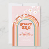 Groovy One boho daisy rainbow, eerste verjaardag Kaart (Voorkant)