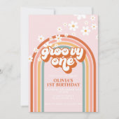 Groovy One boho daisy rainbow, eerste verjaardag Kaart (Voorkant)