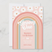 Groovy One Boho Retro Daisy 1e verjaardag Kaart (Voorkant)