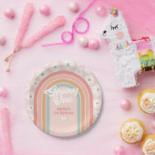 Groovy One Boho Retro Daisy 1e verjaardag Papieren Bordje (Feest)
