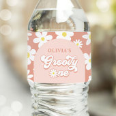 Groovy One Boho Retro Daisy 1e verjaardag Waterfles Etiket