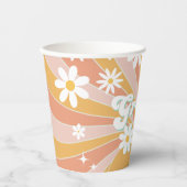 Groovy One Boho Retro Daisy Sunshine Floral Papieren Bekers (Voorkant)