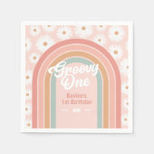 Groovy One Boho Retro Madeliefje 1e Verjaardagsfee Servet (Voorkant)