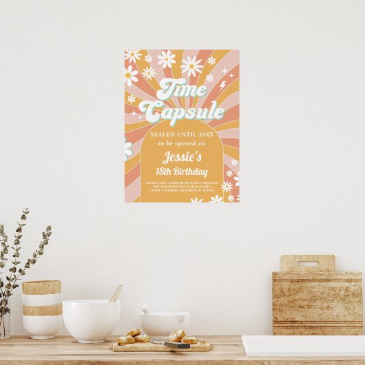 Groovy One Boho Sunshine 1e Verjaardag Tijd Capsul Poster (Keuken)