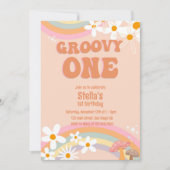 Groovy One Daisy Party Invitation (Devant)