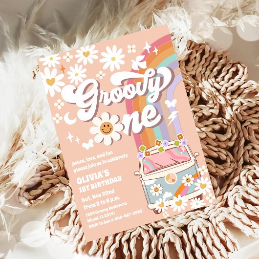 Groovy One First Birthday Invitation