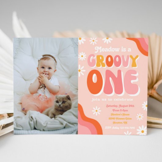 Groovy One First Birthday Invitation | |Groovy One Kaart