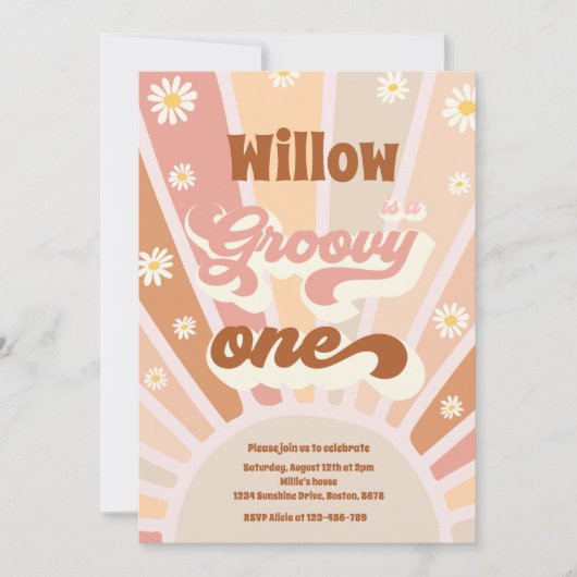 Groovy One Hippie 1ste verjaardag Sunshine Daisy Kaart (Voorkant)