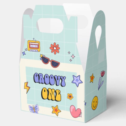 Groovy One Hippie Retro Verjaardagsfeestje Bedankdoosjes (Geopend)