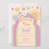 Groovy One Invite Rainbow Groovy ONE 1e Verjaardag Kaart (Voorkant)