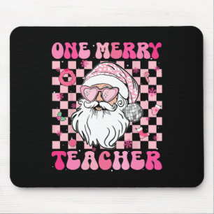 Groovy One Merry Teacher Christmas Santa Clau Muismat