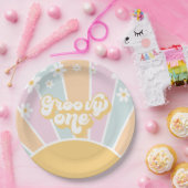 Groovy One pastel Retro Sunshine daisy boho Papieren Bordje (Feest)