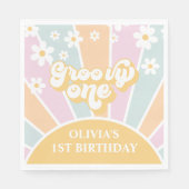 Groovy One pastel Retro Sunshine daisy boho Servet (Voorkant)