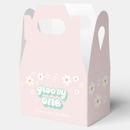 Groovy One Pink Daisy Favor Box Bedankdoosjes (Geopend)