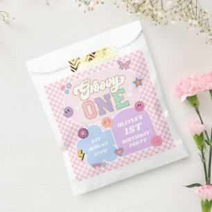 Groovy One Preppy Patch 1e verjaardagsfeestje Bedankzakje