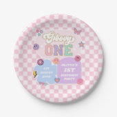 Groovy One Preppy Patch 1e verjaardagsfeestje Papieren Bordje (Voorkant)