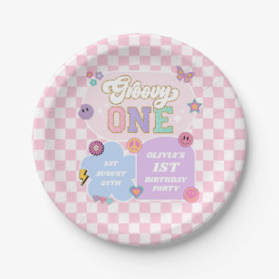 Groovy One Preppy Patch 1e verjaardagsfeestje Papieren Bordje
