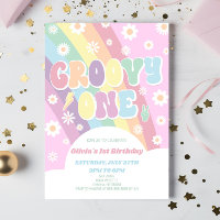 Groovy One Rainbow Daisy Retro 1e verjaardagsfeest