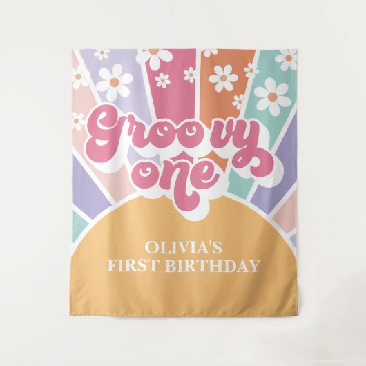 Groovy One Rainbow Sunshine Wandkleed (Voorkant)