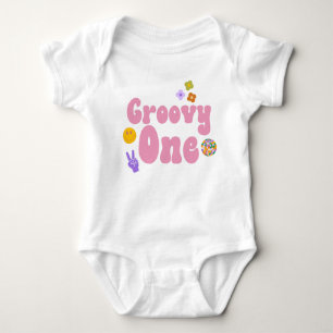 Groovy One Retro 70's 1e Birthday Baby Bodysuit