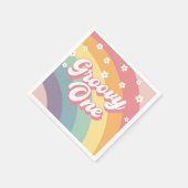 Groovy One Retro 70s Rainbow Daisy 1e verjaardag Servet (Hoek)