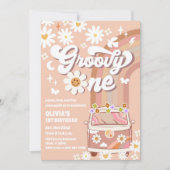 Groovy One Retro Birthday Invitation (Devant)