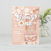 Groovy One Retro Birthday Invitation (Debout devant)