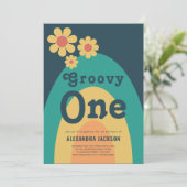 Groovy One Retro Boho 1e verjaardagsfeestje Kaart (Staand voorkant)