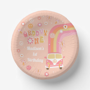 Groovy One Retro Boho Birthday Party Paper Borden Papieren Kommen