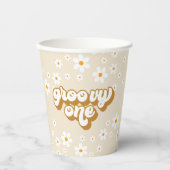 Groovy One Retro Daisy 1e verjaardag Papieren Bekers (Voorkant)