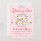 Groovy One Retro Daisy Rainbow First Birthday Kaart (Voorkant)