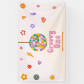 Groovy One Retro Disco Ball 1e Verjaardagsfeest Spandoek (Verticaal)