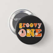 Groovy One Retro First Birthday Ronde Button 5,7 Cm (Voorkant /achterkant)