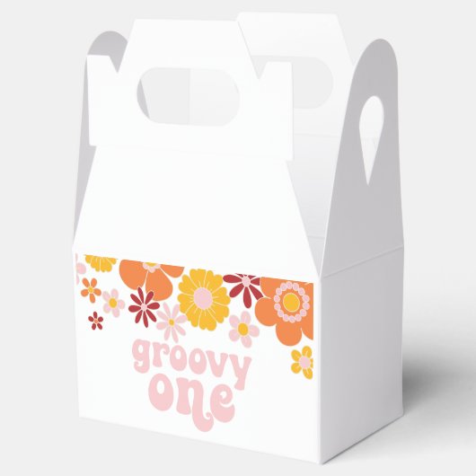 Groovy One Retro Floral 1e verjaardag Vierenkast Bedankdoosjes (Geopend)